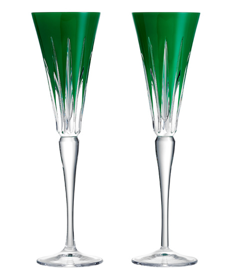 New Year Firework Green Flutes, Set of 2