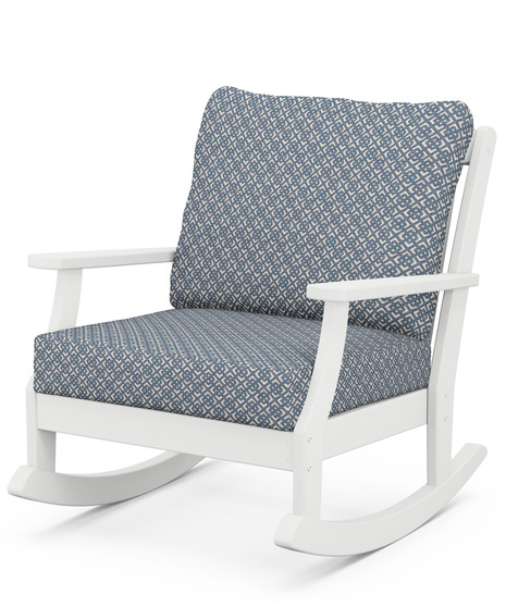 Braxton Deep Seating Rocking Chair - White/Hopscotch