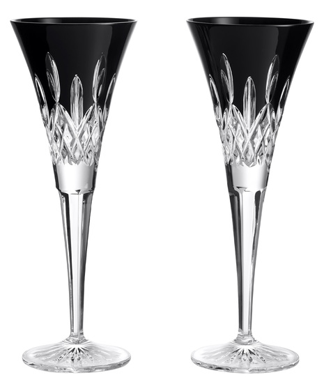 Lismore Black Toasting Flute, Pair