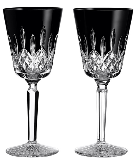 Lismore Black Medium Goblet Pair 11.5oz